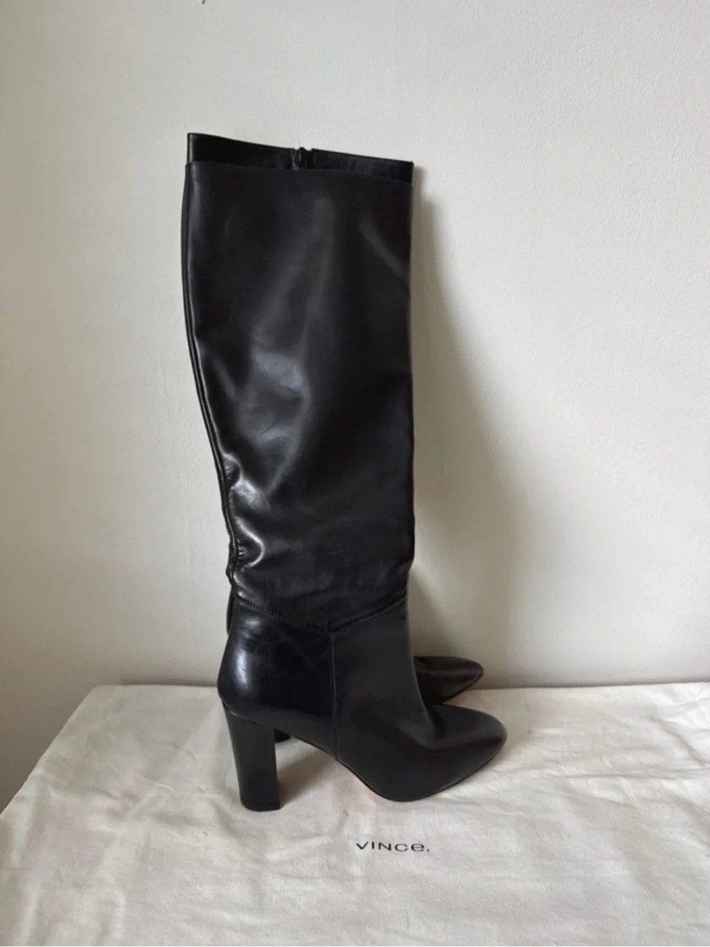 Vince Black Over-the-Knee Leather Boots